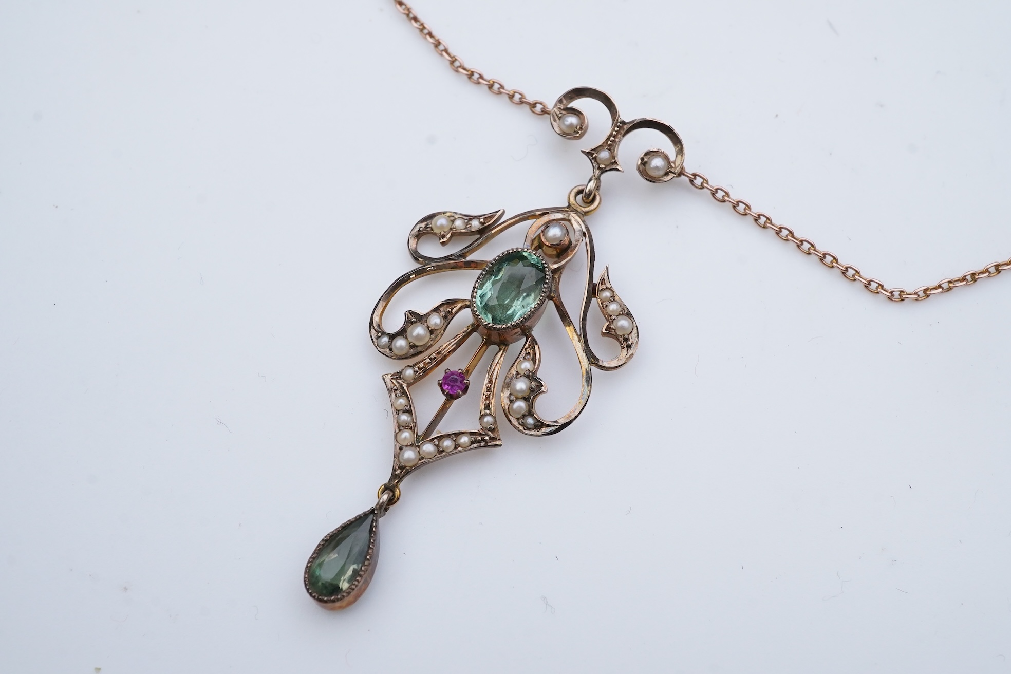 An Edwardian gem-set pendant, early 20th century